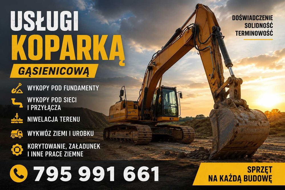 Usługi koparkami | Minikoparka | Koparka kołowa | Koparka gąsienicowa | Roboty ziemne