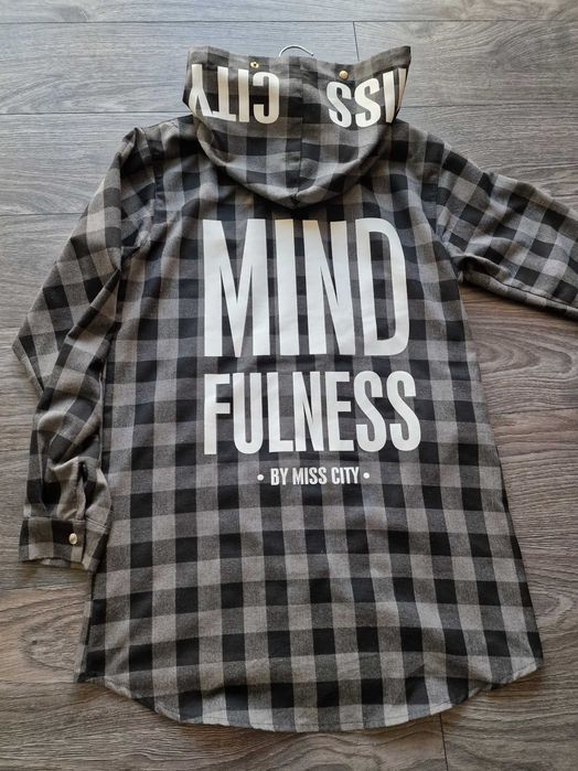 Bluza krata w kratkę tunika kardigan rozmiar S M