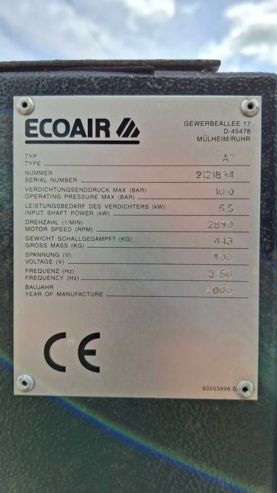 Kompresor śrubowy ECOAIR A7K 5,5 kW