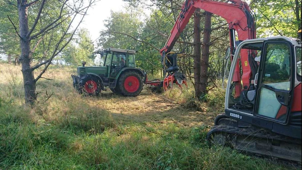 Wycinka karczowanie drzew, obcinanie gałęzi, wykaszanie, rębak zrębka.