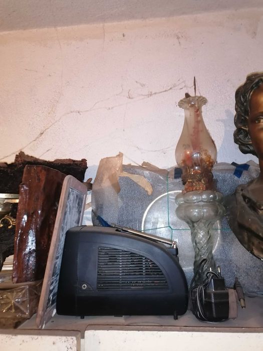 2 candeeiros de mesa e jarro vidro antigo