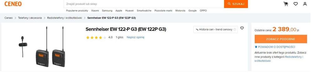 Zestaw bezprzewodowy Sennheiser EW 122-p(G3)