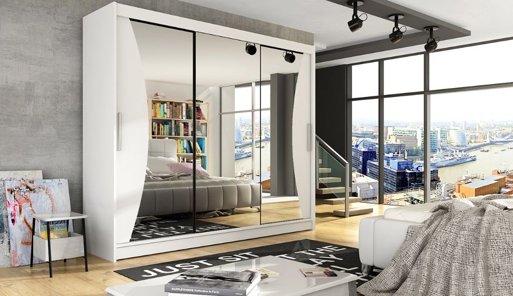 Szafa Przesuwna Garderoba BOSTON 4 250cm LED 4 Kolory DOSTAWA 10 dni