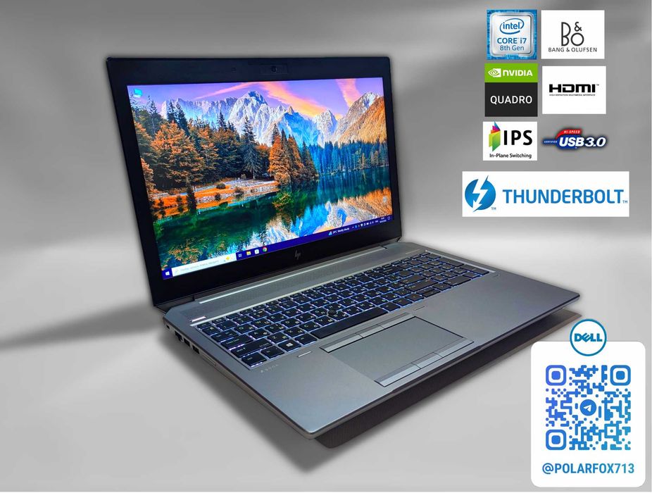 *️⃣Игровой HP ZBook 15 G5 i7/6xC/4.3GHz/FHD_IPS/16GB_RAM/500GB_SSHD/P1000 4GB/Thunderbolt/Webcam