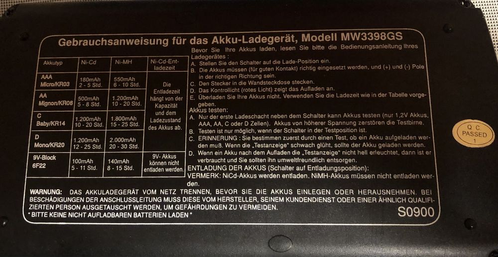 Зарядний пристрій для батарейок