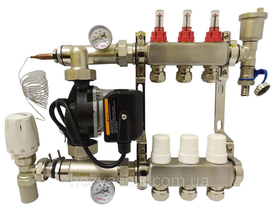 АКЦИЯ!Коллектор. Нержавейка.Для теплого пола..В сборе.Гребенка..Польша