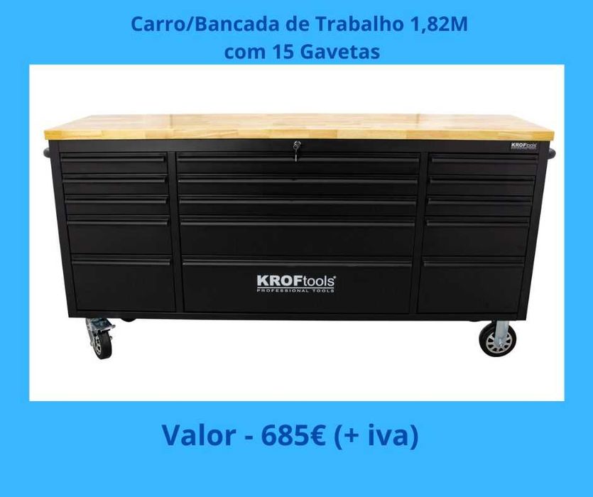 Carro/Bancada de Trabalho 1,82M com 15 Gavetas