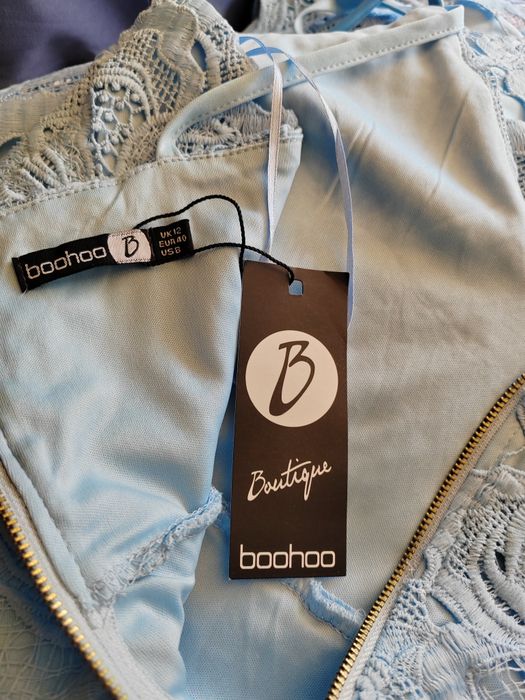 Suknia midi błękitna ażurowa r38-40"boohoo"nowa.