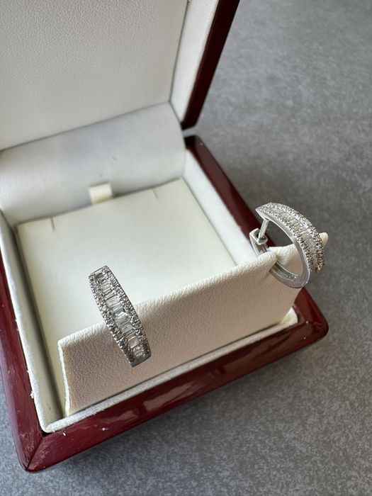 Серьги с бриллиантами 0,45 , серьги конго, золото 585, бриллианты,