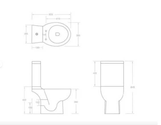 Sanita de cerâmica com descarga água traseira preto