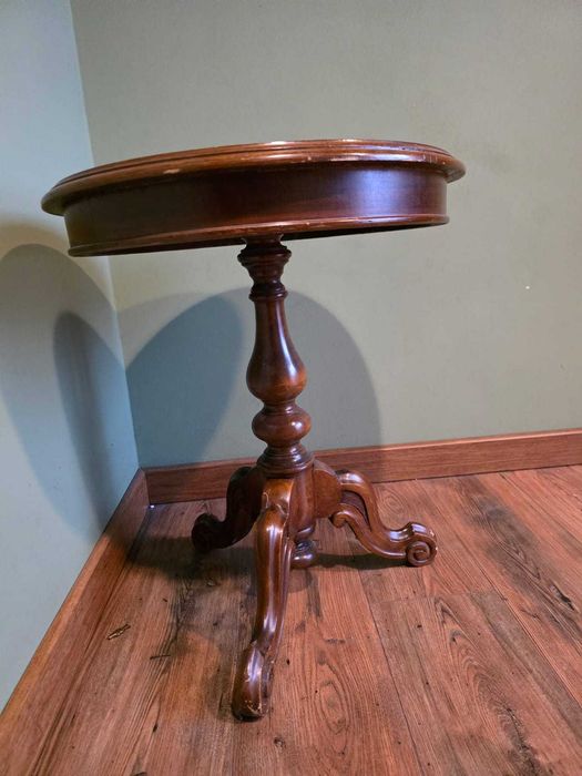 Okrągły stolik fornirowany, intarsja #16 Stylowy Węgrów