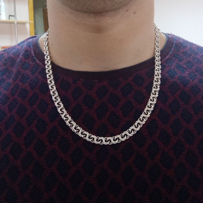 Серебряная цепочка бисмарк 8мм мужская цепь