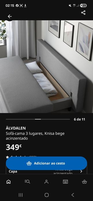 Sofa cama ikea cor bege