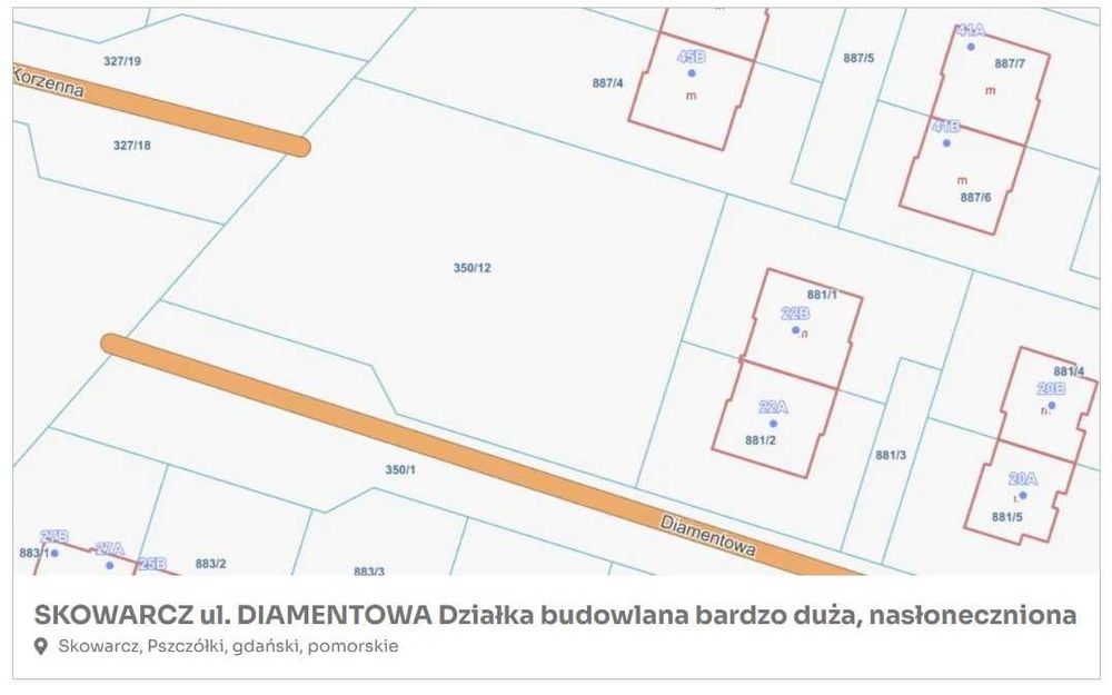 PSZCZÓŁKI = SKOWARCZ ul. DIAMENTOWA Działka Budowlana Duża Nasłoneczniona INWESTYCJA