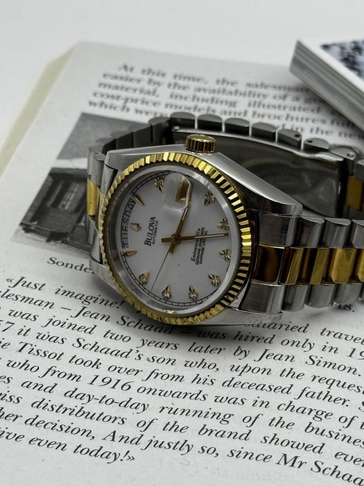 Bulova DayDate Eminence III A 36 mm diamond dial president two tone