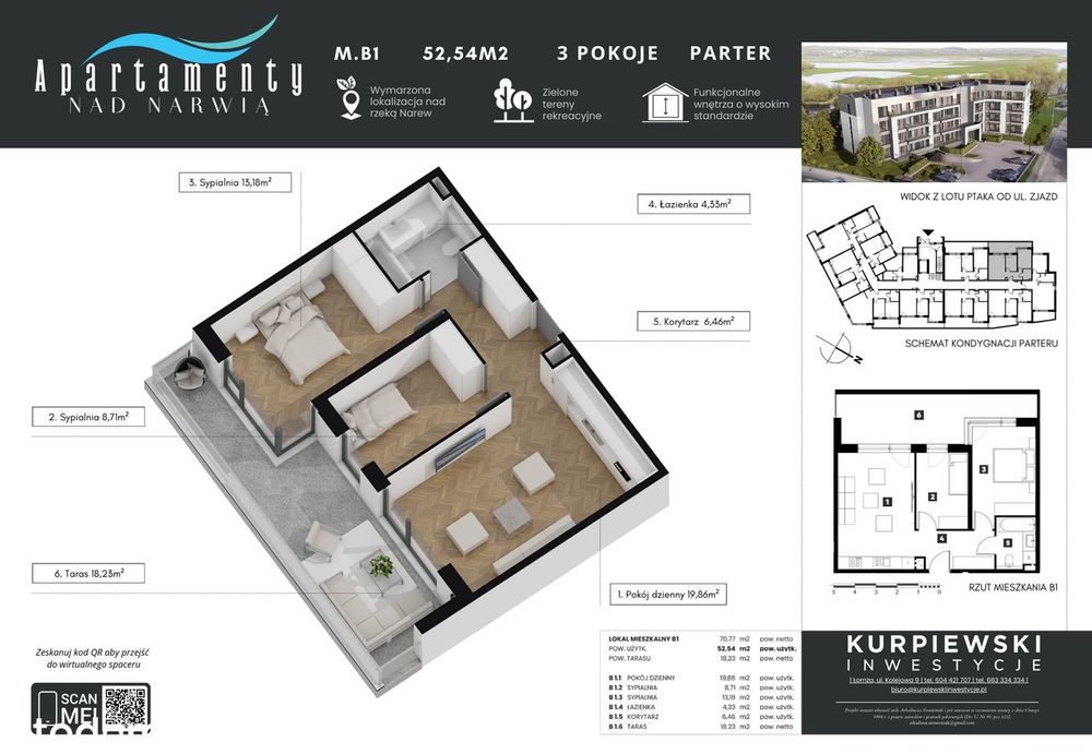 Nowy APARTAMENT 3 pokojowy z dużym tarasem
