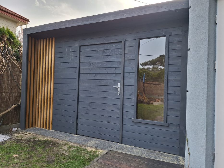 Domek narzędziowy drewniany skrytka szopka garaż drewno