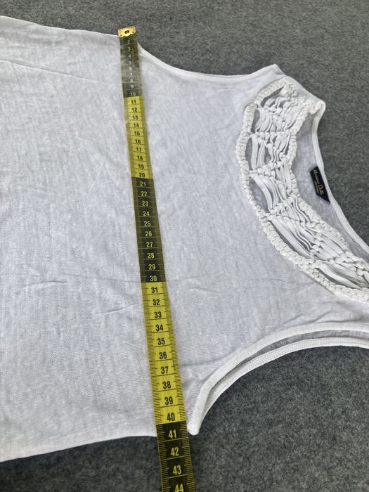Top biały S damski Massimo Dutti len bezrekawnik #massimodutti