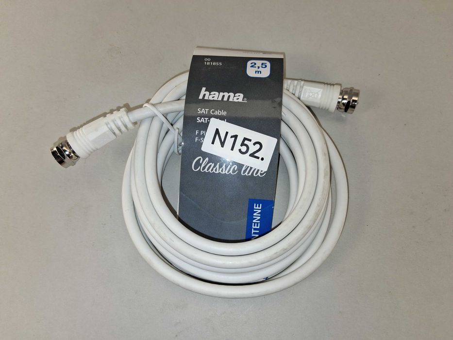 N152 Kabel Antenowy SAT HAMA Classic Line F-Plug 2,5 m Biały