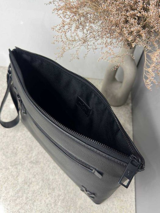 Сумка-клатч Луї Віттон (LV) чорна шкіряна / Мужская барсетка Луи Витон