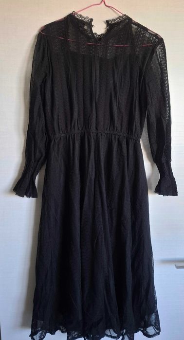 Черное ажурное женское платье