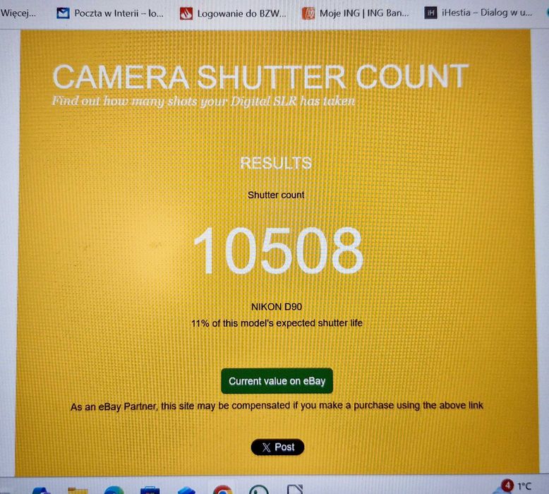 Nikon D90  +Nikkor AF-S DX 18–105 mm VR +filtr, przebieg 10 508