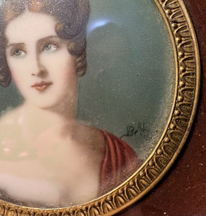 Lindissima antiga pintura miniatura - retrato de Pauline Bonaparte