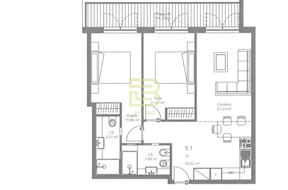 Apartamento T2, com varanda na Rua Pinto Bessa, Porto