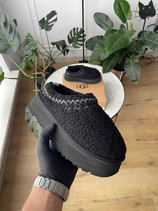 Уггі UGG Tazz Slipper Heritage Braid Black premium зимові з хутром