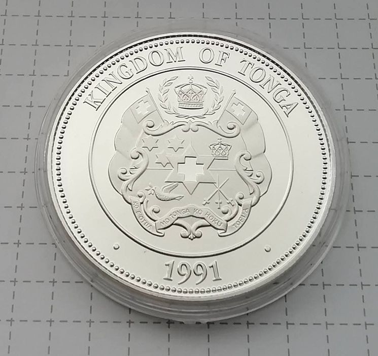 Тонга 1 паанга 1991р. СРІБЛО. ПРУФ. Сертифікат. Вільям Шутен.