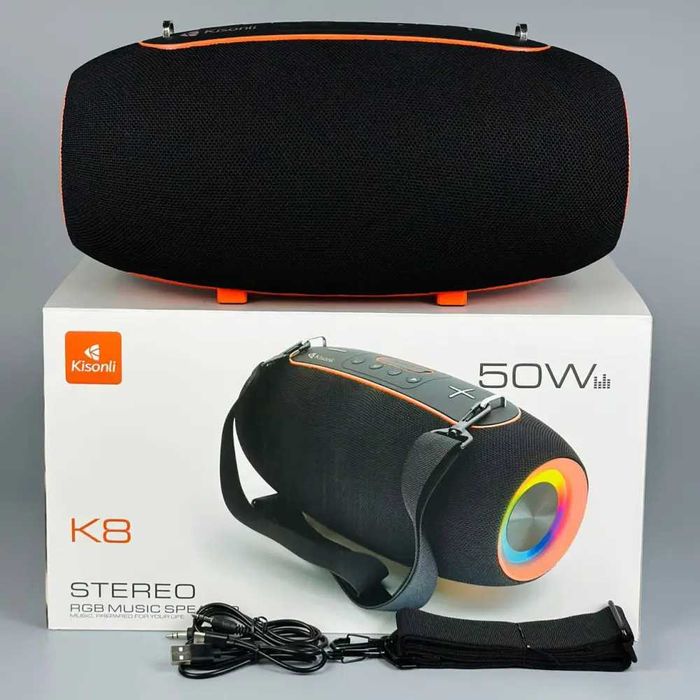 НОВА АКУСТИКА Kisonli K8 Bluetooth 5.3 + EDR, 50W, 8000mAh, USB//TF/BT
