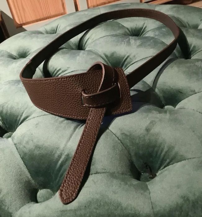 Nowy szeroki pasek brąz czekoladowa 120 cm damski taliowany
