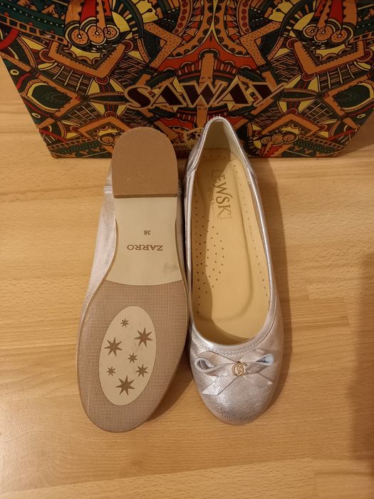 Balerinki różowe złoto.