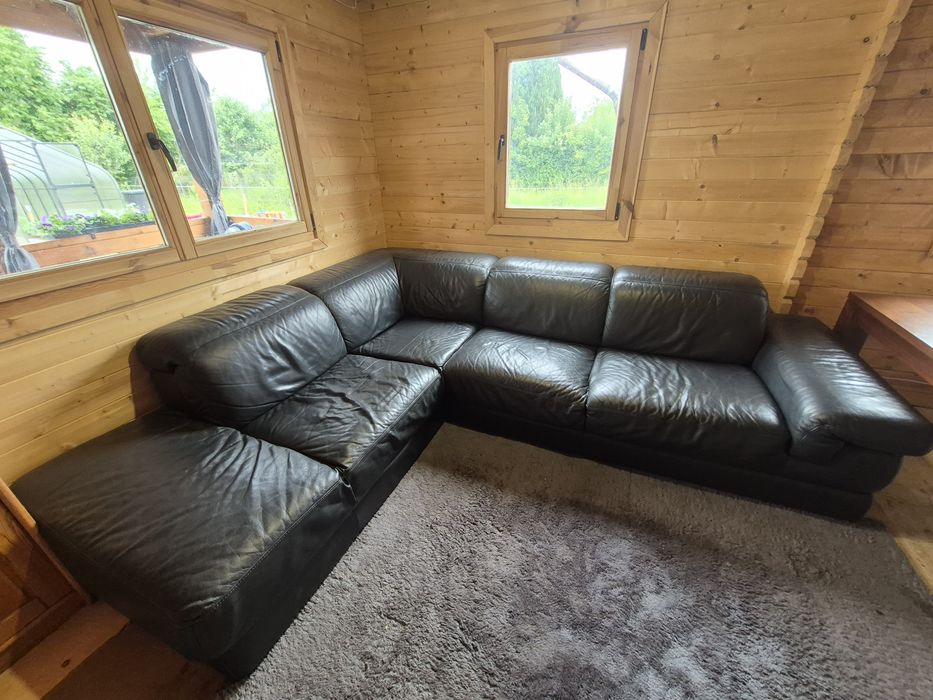 Narożnik skórzany grafit prawdziwa  skóra Italsofa