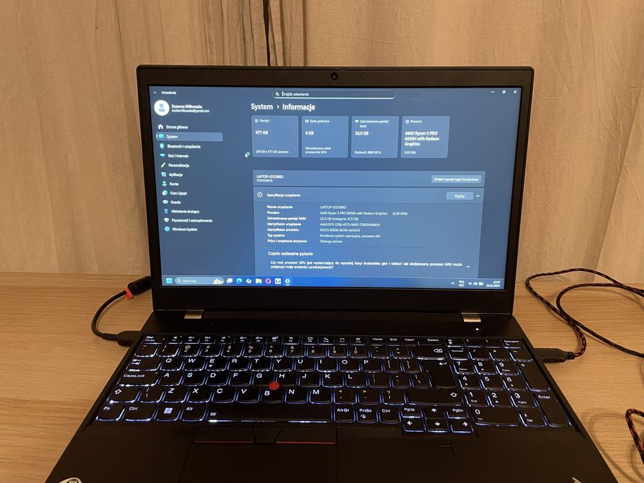 Laptop Lenovo ThinkPad P15v G3 Ryzen 5 PRO 6650H 32 512 T600 FHD IPS