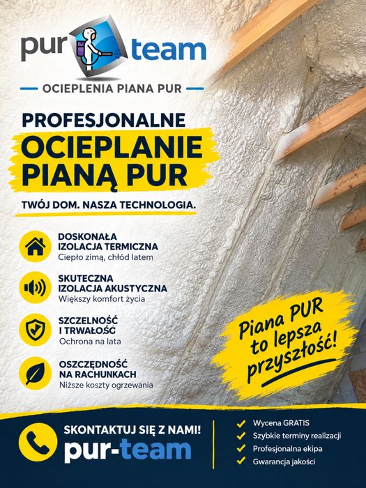 Ocieplanie Izolacja domu pianą pur poddasza