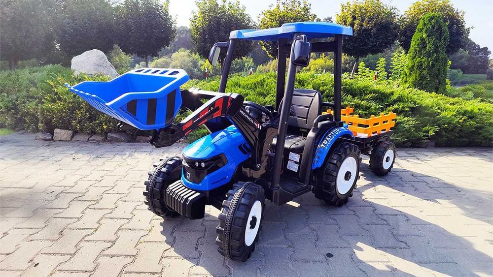 Ogromny Traktor Na Akumulator Dla Dziecka 24V + Przyczepka + Łyżka