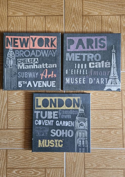 3 Quadros Decorativos Tema 3 Cidades