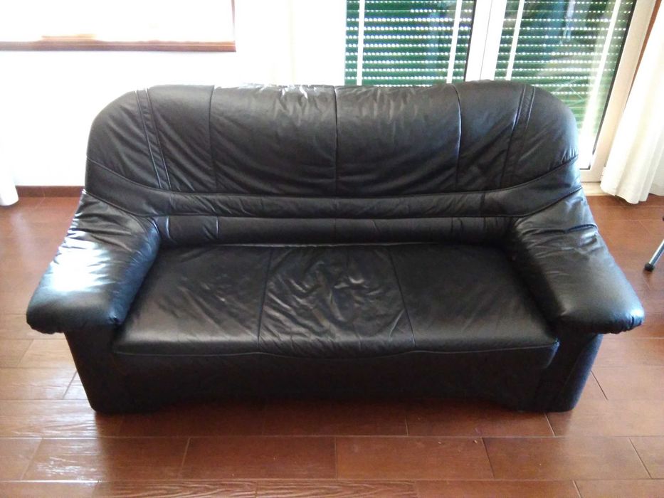 Sofás 3-2-1 em pele com Sofa cama