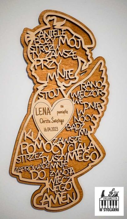 Aniołek dziewczynka z modlitwą - pamiątka chrztu, komunii