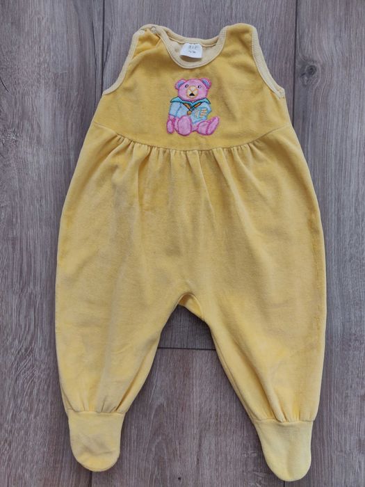 Теплый велюровый человечек 74- 80 рост, 6-12 мес.лимонного цвета.