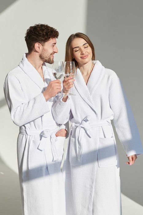 Szlafrok waflowy 100% bawelna lekki hotel SPA unisex rozne kolory