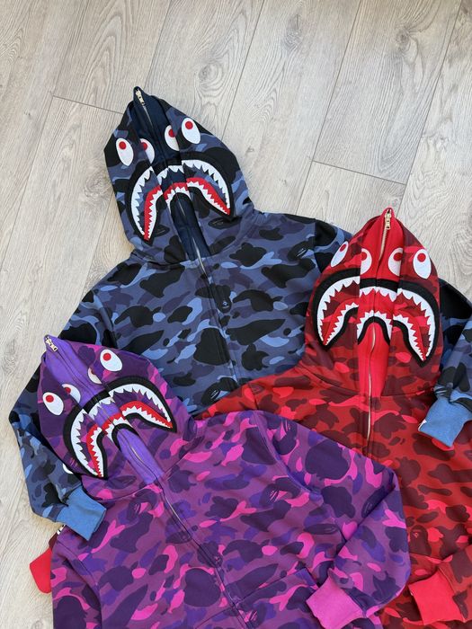 Зіп худі Bape 2026 подвійний капюшон Double Shark