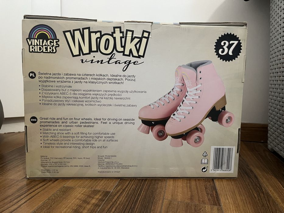Wrotki vintage rozowe r.37