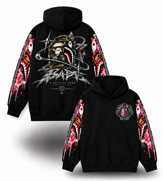 Худи BAPE Shark Hoodie Custom logo унисекс бейп толстовка кофта лонгслив