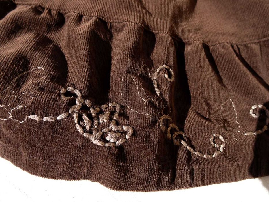 Sztruksowa spódnica Falbany Haft 38 40 sztruks