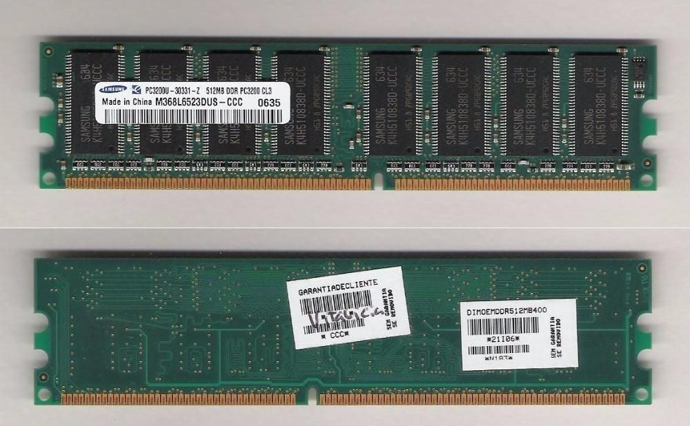 Memórias Ram (1 GB / 512 MB / 256 MB)