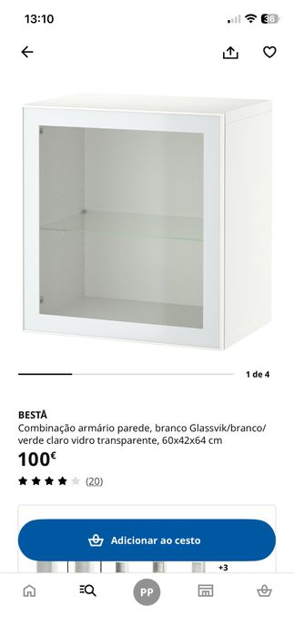 Estante | Vitrine | Módulo Besta com porta Glassvik branco e transparente