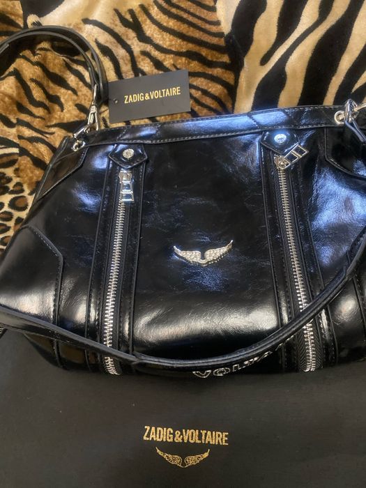 Сумка кросс боди Zadig & Voltaire Rock Black — кожаная с молниями