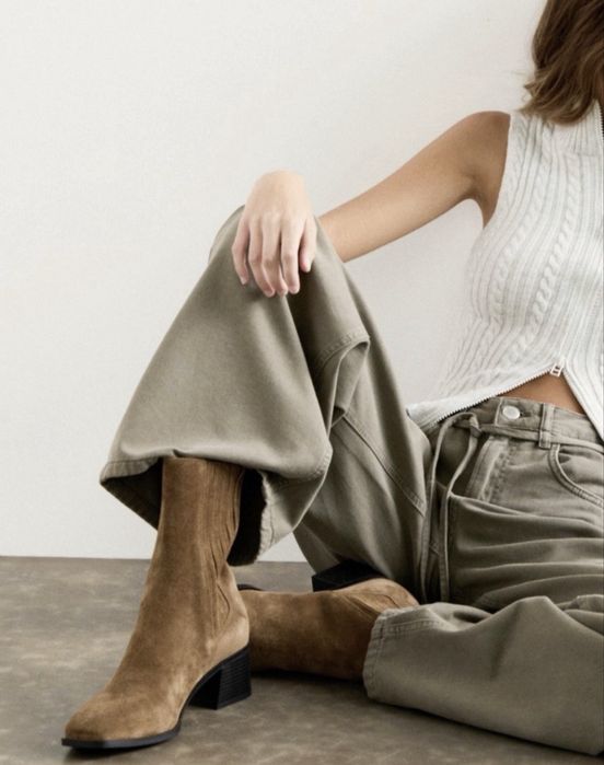 Козаки натуральная кожа Pull&Bear 39 размер